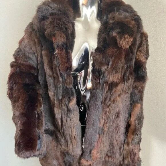 SOLD- Bunny Hug Vintage Rabbit Fur Coat - Picture 2 of 6